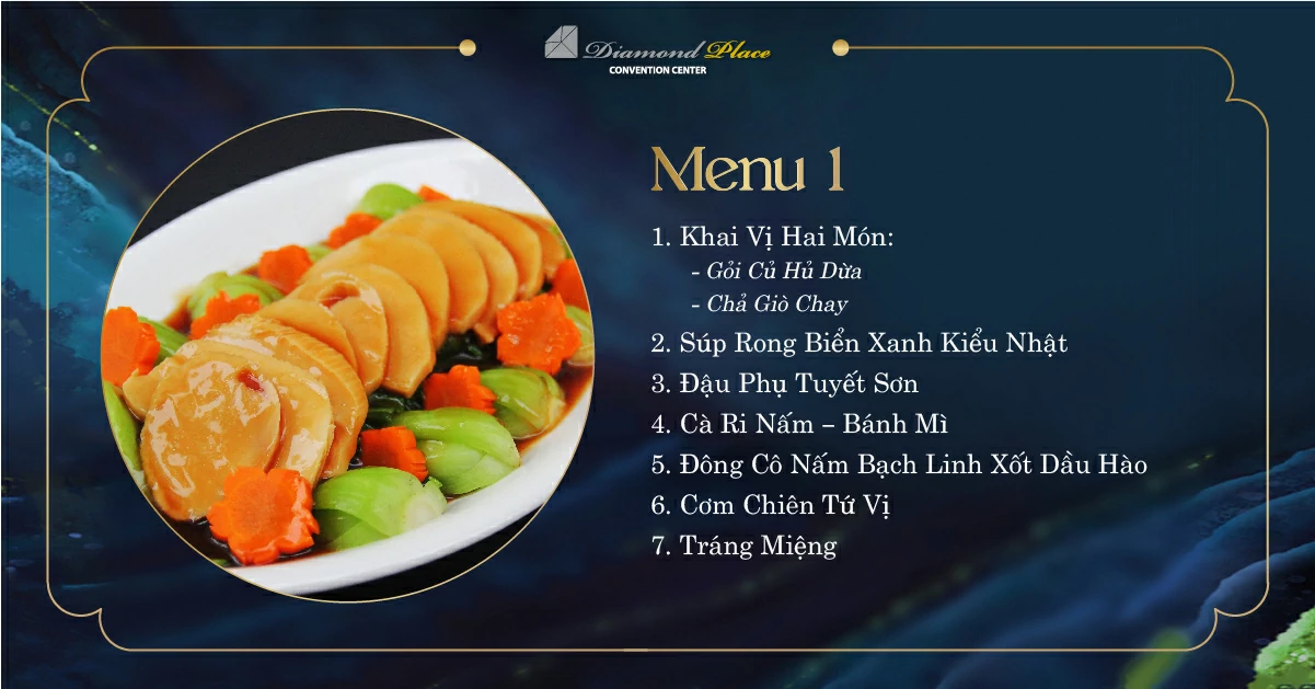 Menu tiệc cưới tại trung tâm hội nghị tiệc cưới Diamond Place