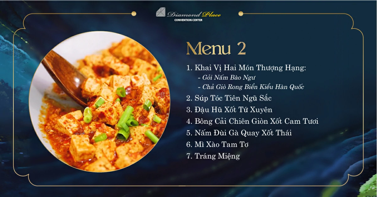 Menu tiệc cưới tại trung tâm hội nghị tiệc cưới Diamond Place