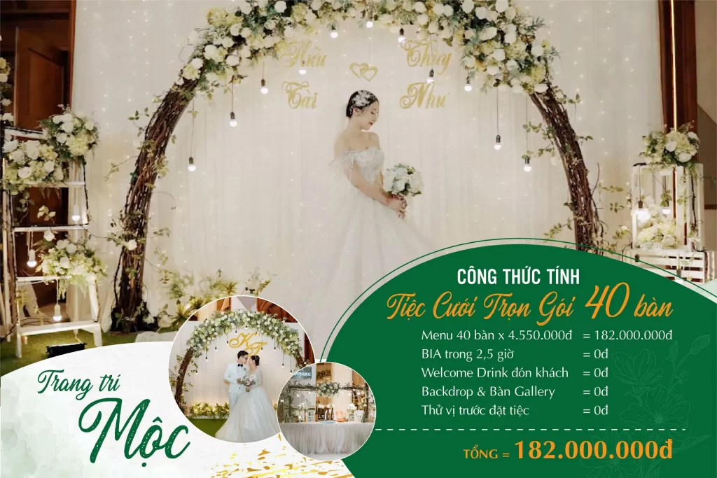 Chi phí tiệc cưới 45 bàn tại Diamond Place Phú Nhuận