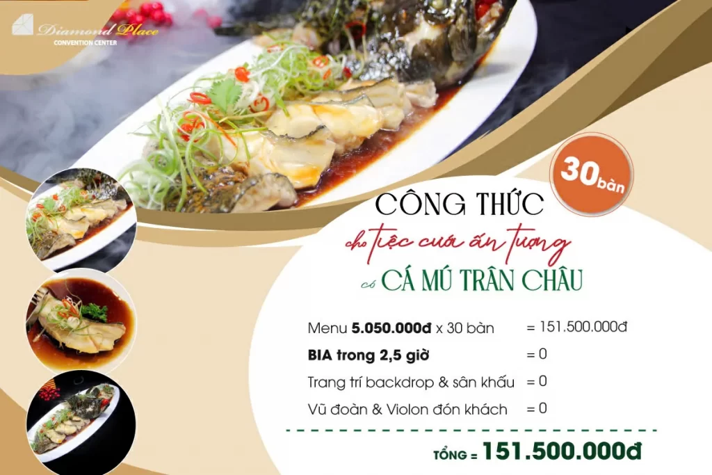 Công thức cho tiệc cưới ấn tượng, chi phí tiệc cưới tại Diamond Place